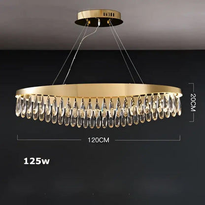 Gold crystal stainless steel chandelier foyer teardrop light