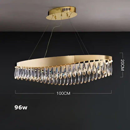 Gold crystal stainless steel chandelier foyer teardrop light