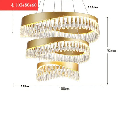 Gold crystal stainless steel chandelier foyer teardrop light