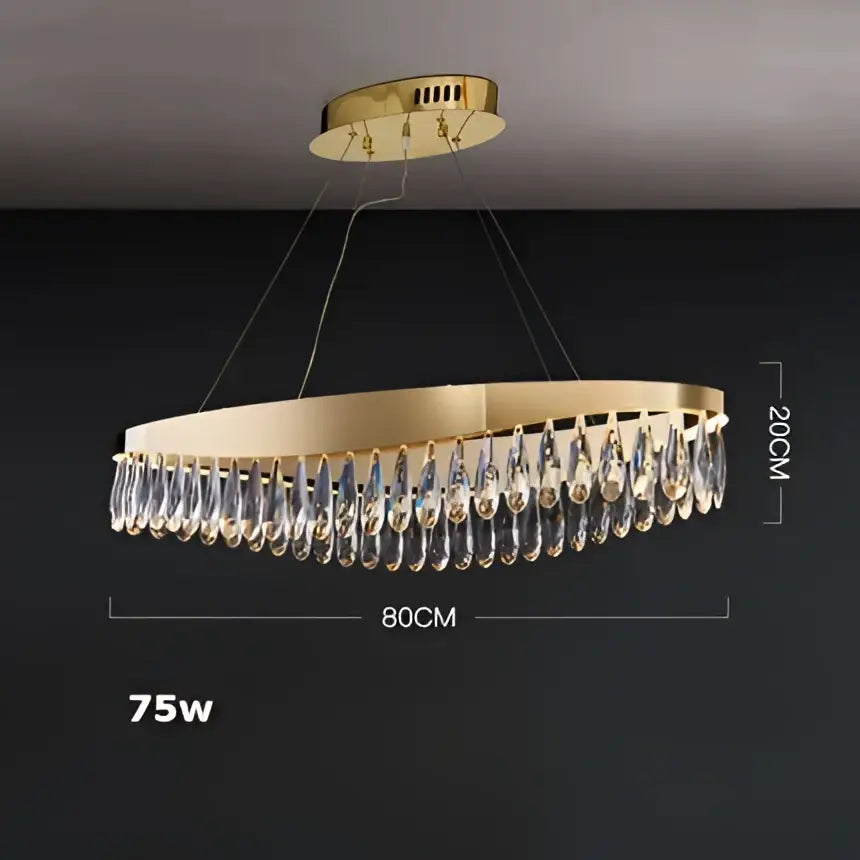 Gold crystal stainless steel chandelier foyer teardrop light