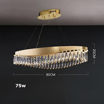 Gold crystal stainless steel chandelier foyer teardrop light