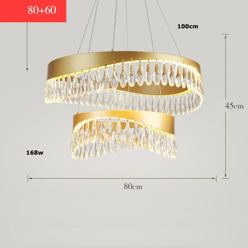 Gold crystal stainless steel chandelier foyer teardrop light