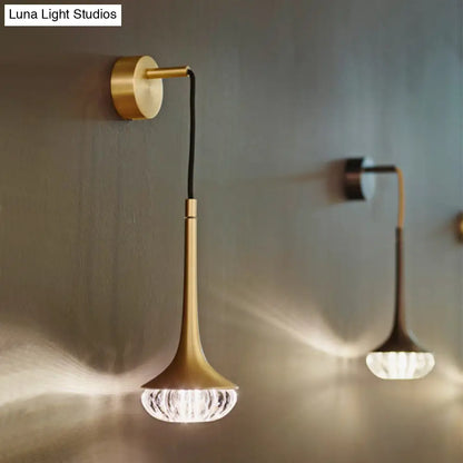 DecorBites™ Gold Crystal Teardrop Wall Sconce Light - Modern 1-Head LED Fixture with Metal Backplate