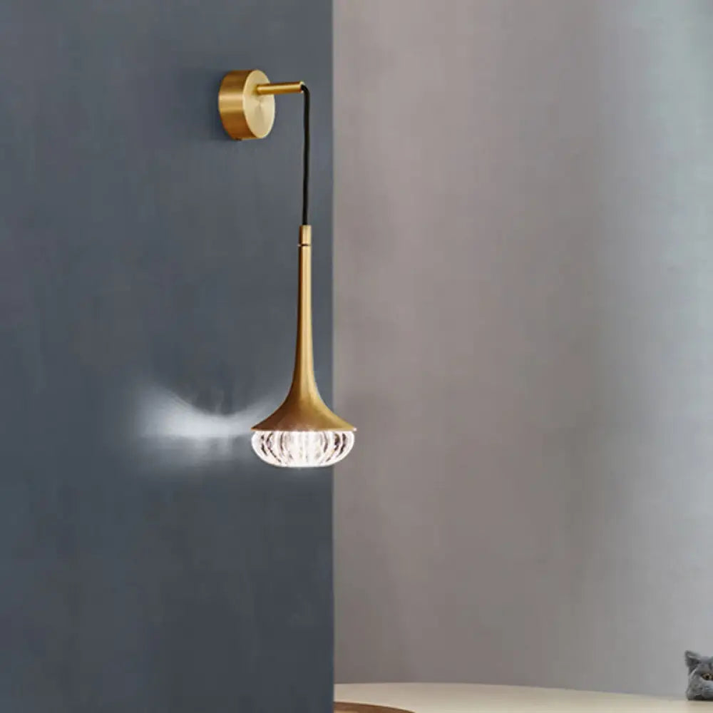 DecorBites™ Gold Crystal Teardrop Wall Sconce Light - Modern 1-Head LED Fixture with Metal Backplate