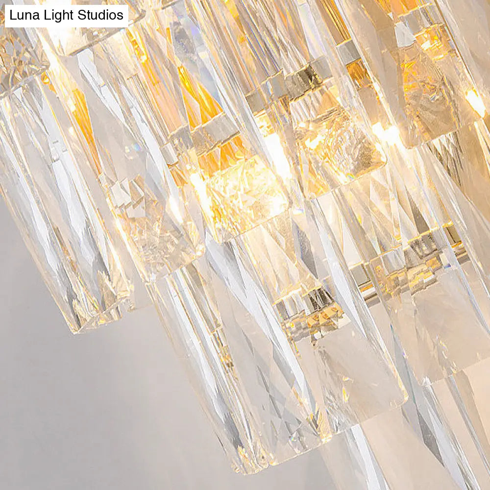 DecorBites™ Gold Crystal Wall Sconce with 3 Modern Heads and 4 Tiers for Living Room
