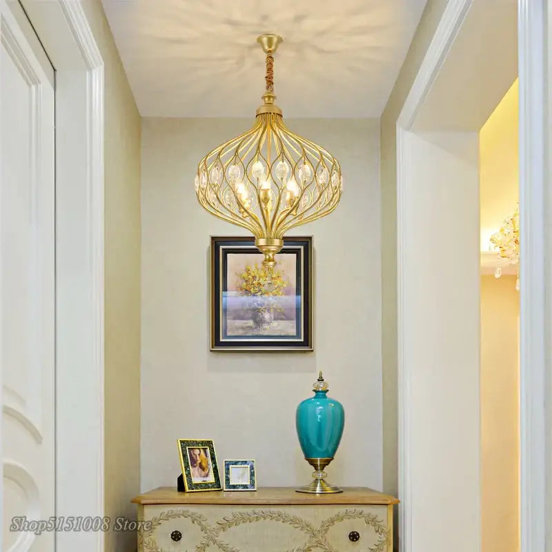 Gold art design crystal pendant lights kitchen chandelier