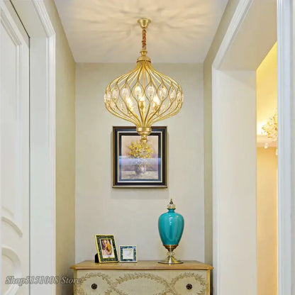 Gold art design crystal pendant lights kitchen chandelier