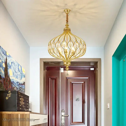 Gold art design crystal pendant lights kitchen chandelier