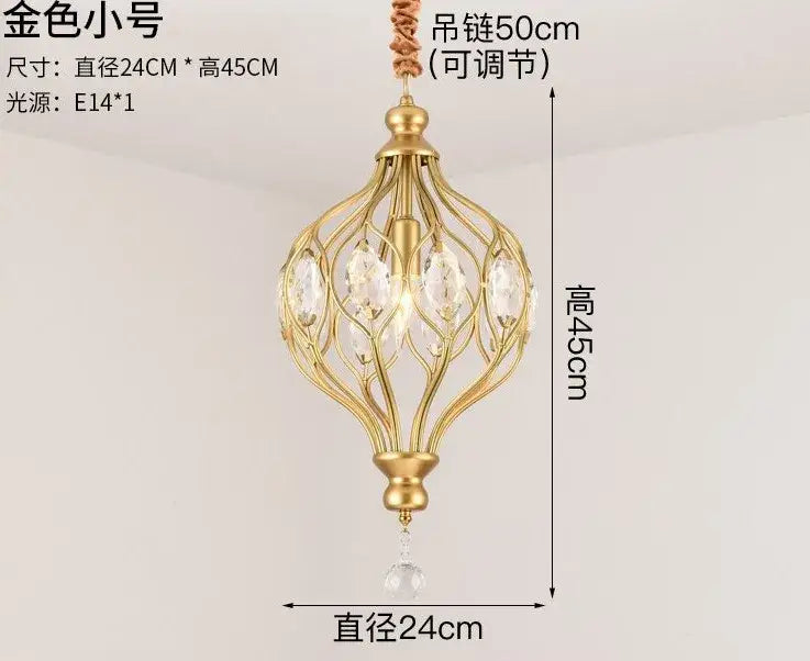Gold art design crystal pendant lights kitchen chandelier