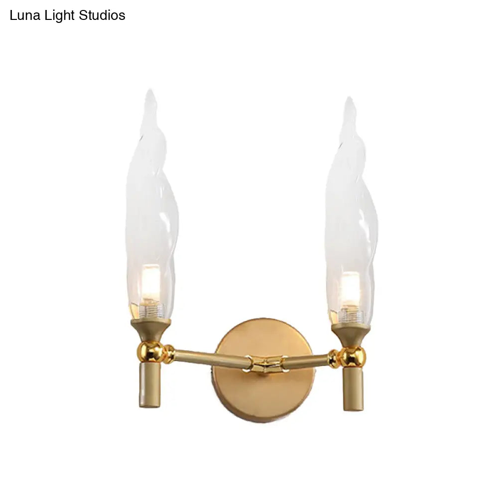 DecorBites™ Gold Double Arm Wall Mount Sconce with Clear Glass Shade - Modern Metal Lighting Fixture for Living Room