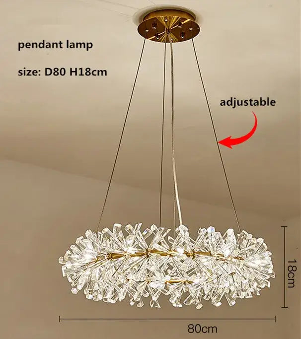 Gold double tiered crystal flower chandelier dining room light
