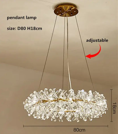 Gold double tiered crystal flower chandelier dining room light