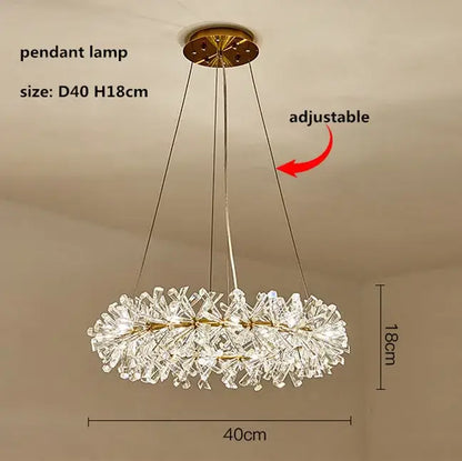 Gold double tiered crystal flower chandelier dining room light