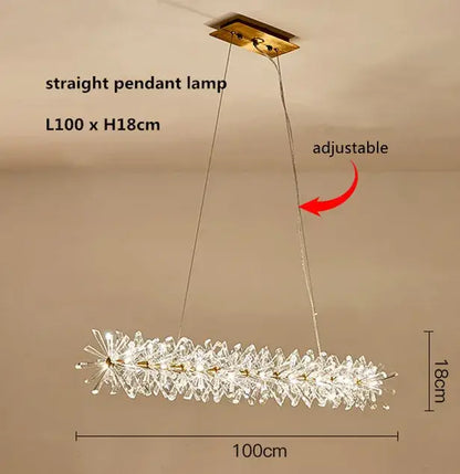 Gold double tiered crystal flower chandelier dining room light