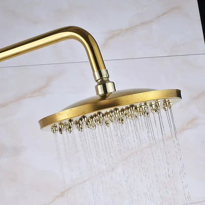 Gold dual handle rainfall shower system with ceramic handles bathroom