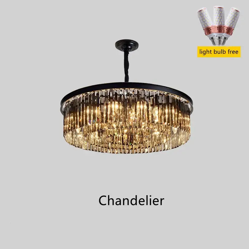 Gold dual purpose crystal ceiling lamp bedroom pendant light