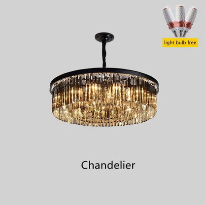 Gold dual purpose crystal ceiling lamp bedroom pendant light