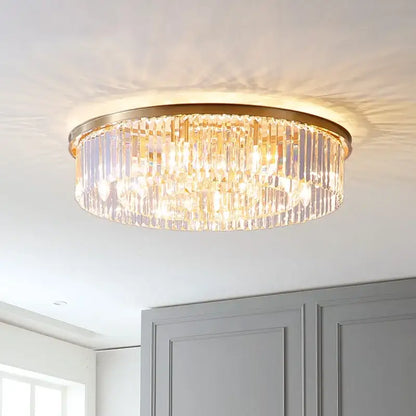 Gold dual purpose crystal ceiling lamp bedroom pendant light