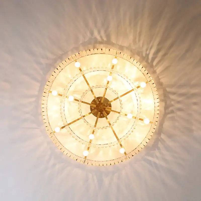 Gold dual purpose crystal ceiling lamp bedroom pendant light