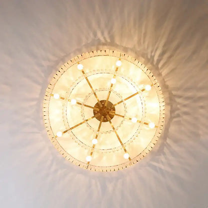 Gold dual purpose crystal ceiling lamp bedroom pendant light
