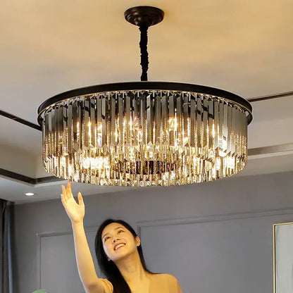 Gold dual purpose crystal ceiling lamp bedroom pendant light