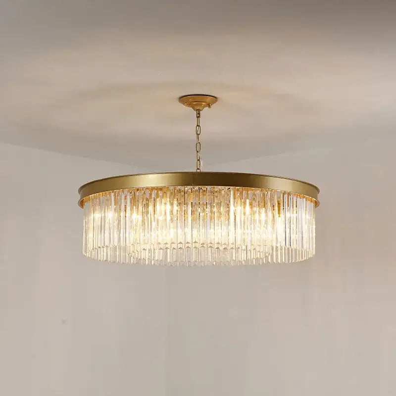 Gold dual purpose crystal ceiling lamp bedroom pendant light