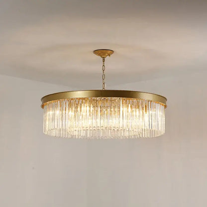 Gold dual purpose crystal ceiling lamp bedroom pendant light