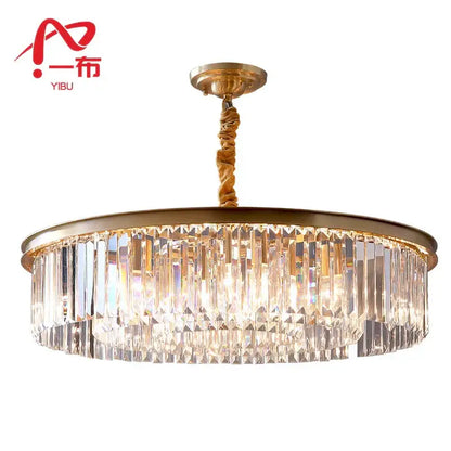 Gold dual purpose crystal ceiling lamp bedroom pendant light