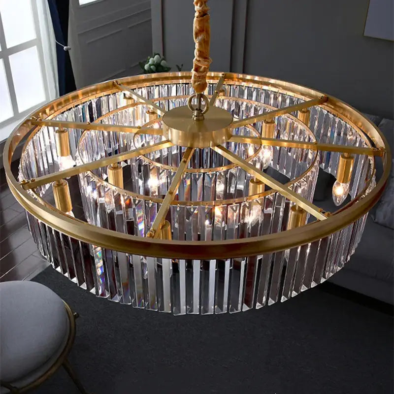 Gold dual purpose crystal ceiling lamp bedroom pendant light