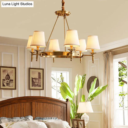 DecorBites™ Gold Fabric Bedroom Chandelier - Minimalist Conic Ceiling Light Fixture