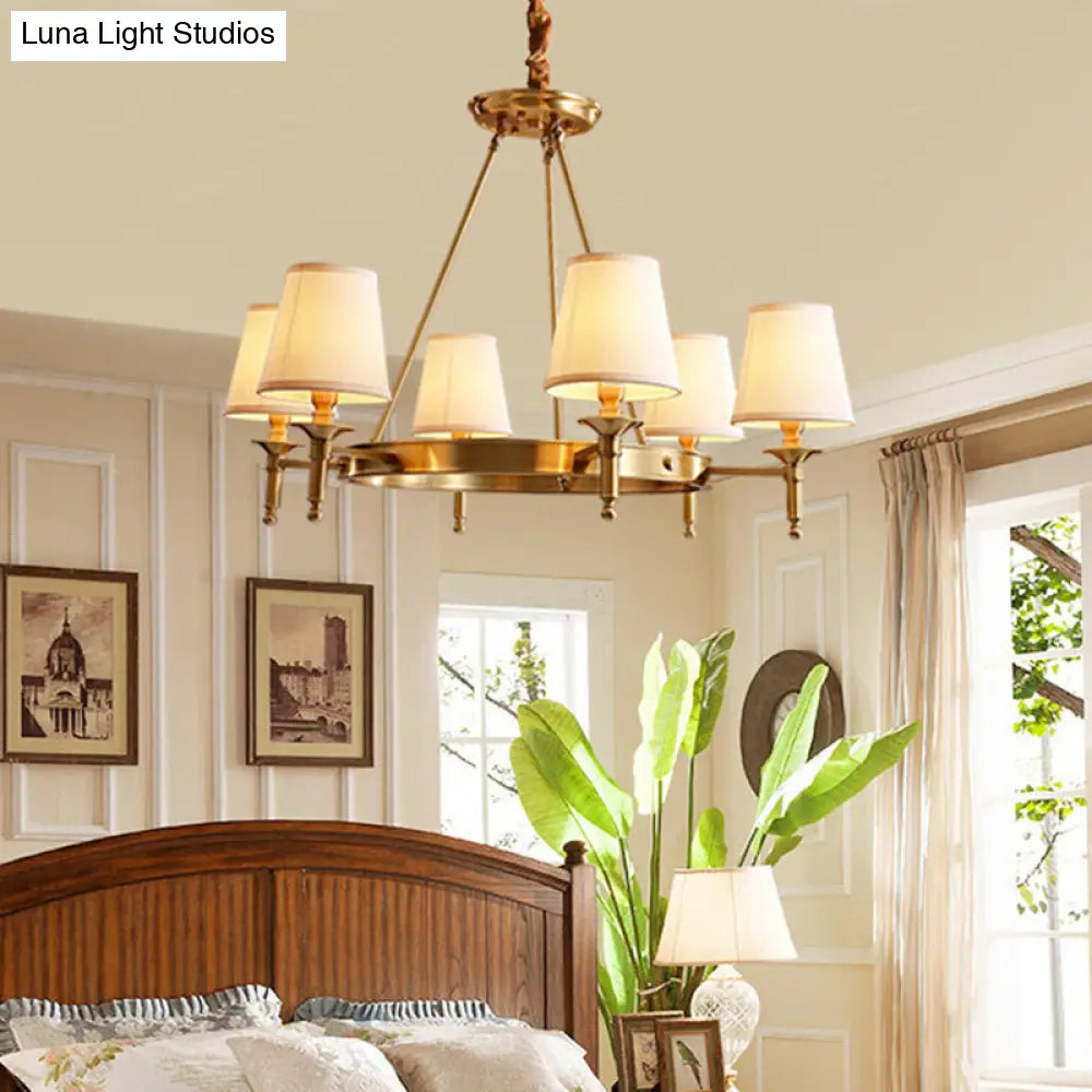 DecorBites™ Gold Fabric Bedroom Chandelier - Minimalist Conic Ceiling Light Fixture
