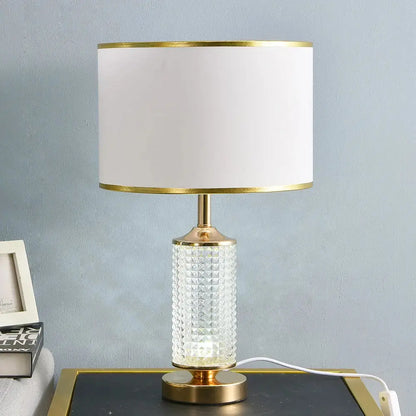 Gold faceted clear crystal glass table lamp for bedroom