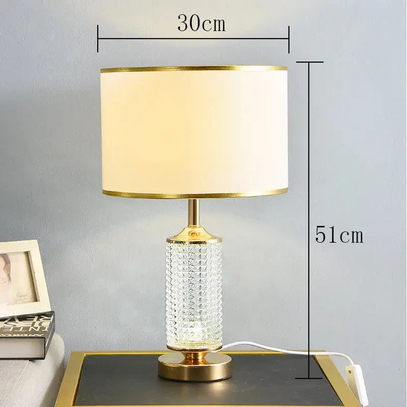 Gold faceted clear crystal glass table lamp for bedroom