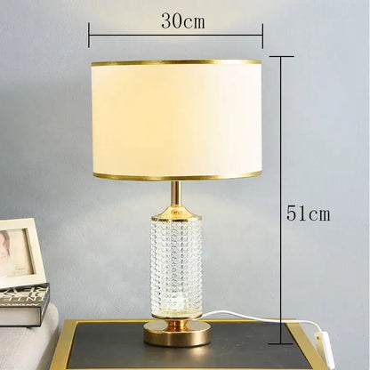 Gold faceted clear crystal glass table lamp for bedroom
