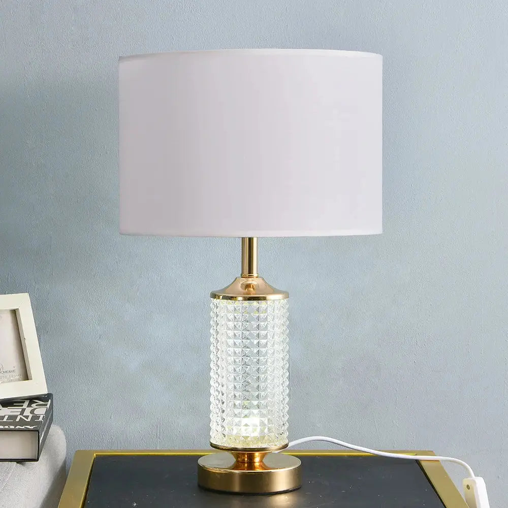 Gold faceted clear crystal glass table lamp for bedroom