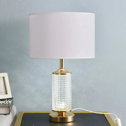Gold faceted clear crystal glass table lamp for bedroom