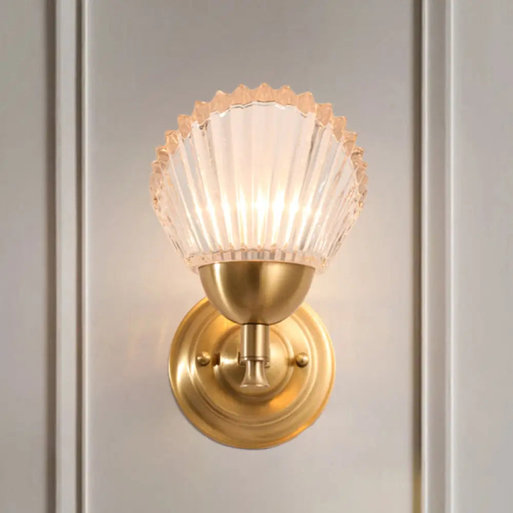 DecorBites™ Gold Finish Shell-Shape Bedside Wall Mount Light with Frosted Glass - Contemporary Style Lamp
