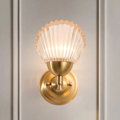 DecorBites™ Gold Finish Shell-Shape Bedside Wall Mount Light with Frosted Glass - Contemporary Style Lamp