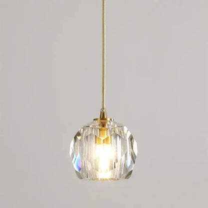 Gold five globe diamond crystal copper led pendant dining room light