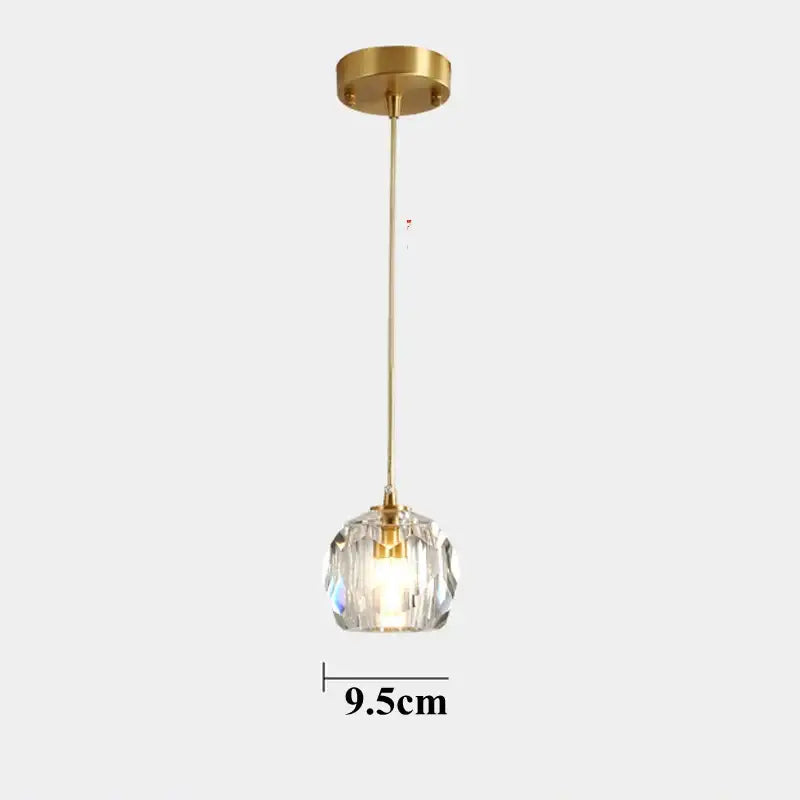 Gold five globe diamond crystal copper led pendant dining room light