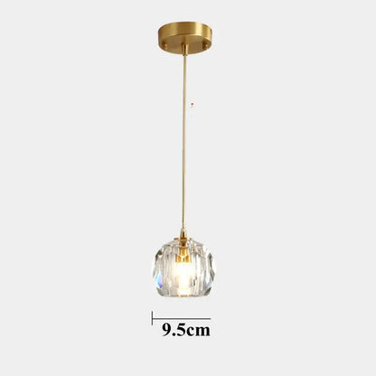 Gold five globe diamond crystal copper led pendant dining room light