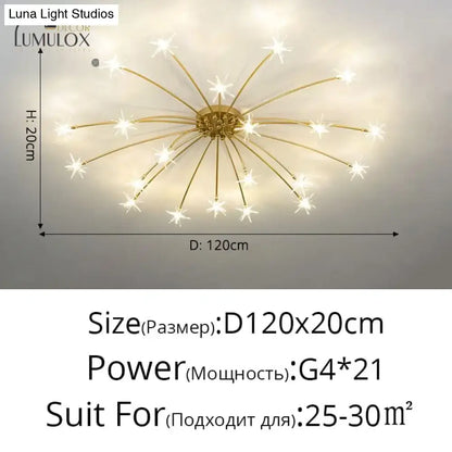 Gold floral led flowers chandeliers with crystals for dining room