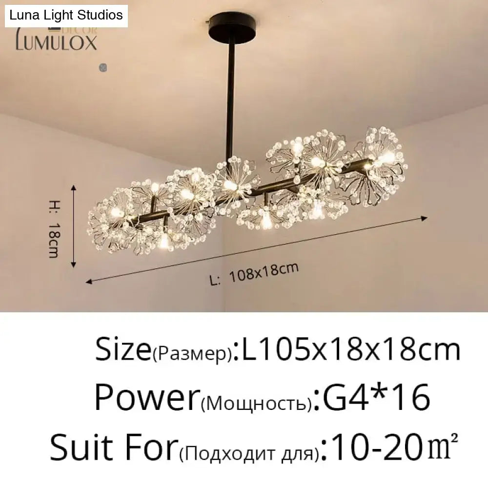 Gold floral led flowers chandeliers with crystals for dining room
