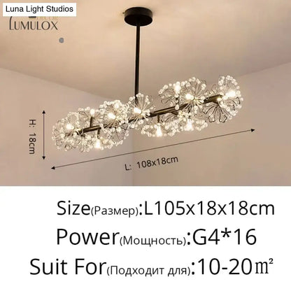 Gold floral led flowers chandeliers with crystals for dining room