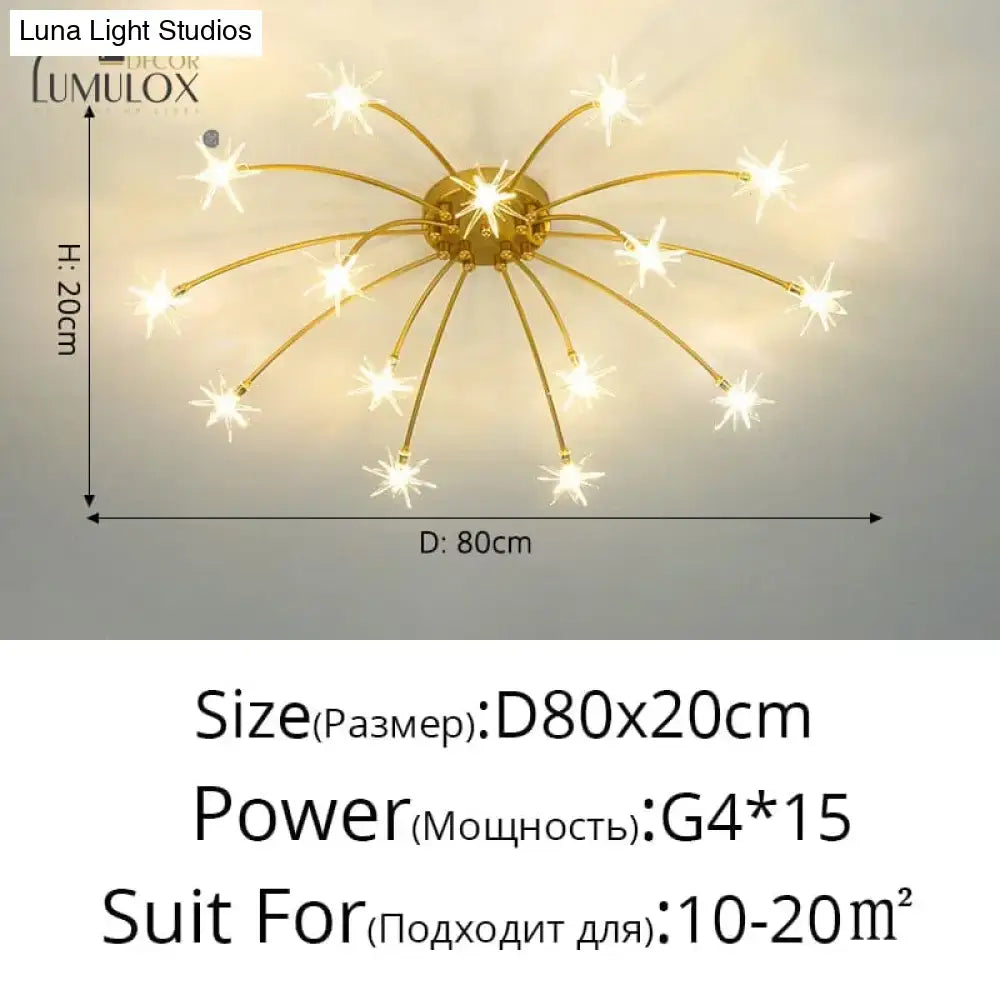 Gold floral led flowers chandeliers with crystals for dining room