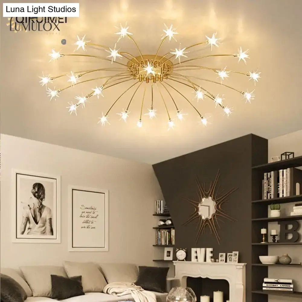 Gold floral led flowers chandeliers with crystals for dining room