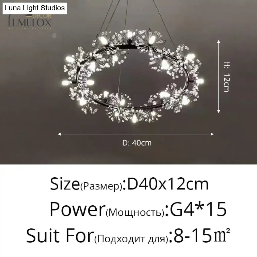 Gold floral led flowers chandeliers with crystals for dining room