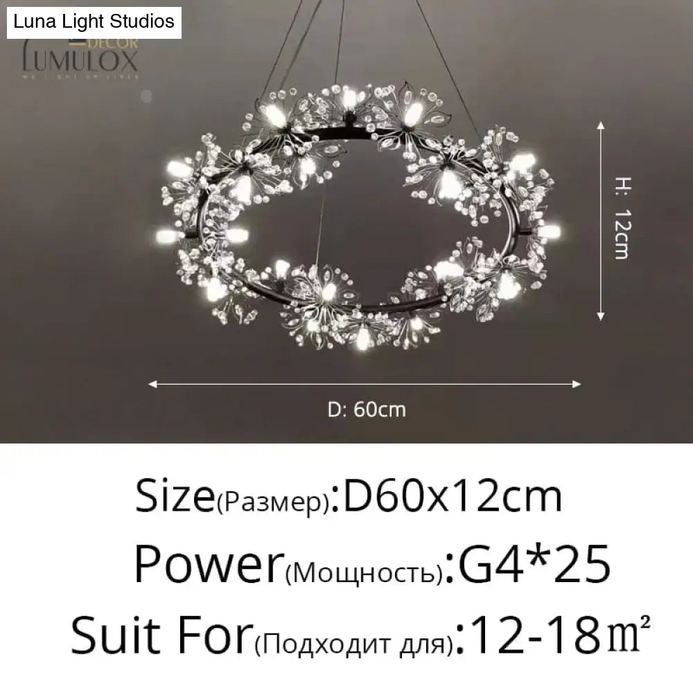 Gold floral led flowers chandeliers with crystals for dining room