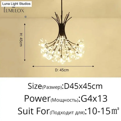Gold floral led flowers chandeliers with crystals for dining room