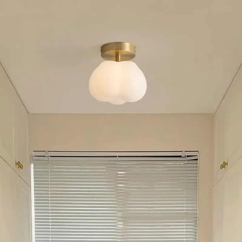 Gold flower frosted glass ceiling lamp hallway light